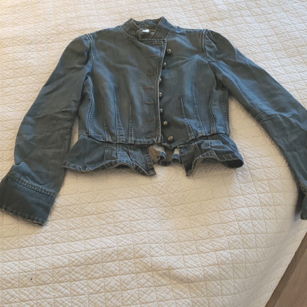 Marc Jacobs assymetrical peplum denim jacket,  Size 6 (runs small)
